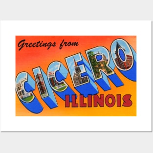 Greetings from Cicero Illinois, Vintage Large Letter Postcard Posters and Art